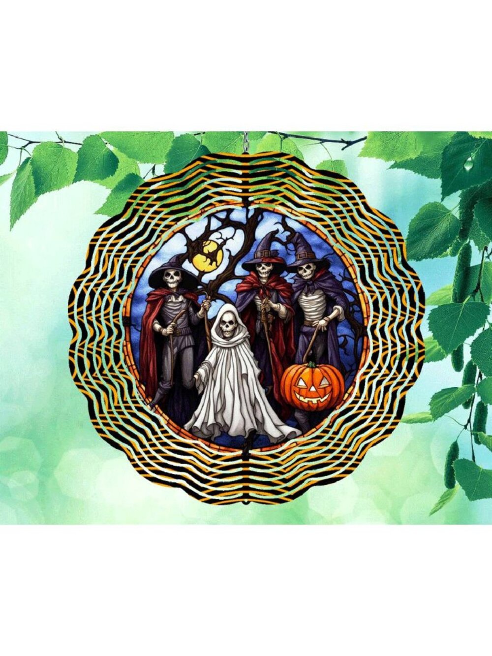 10 Inch Ghost Witch Skeleton Halloween Wind Spinner Yard Decor Aluminum RWS-251
